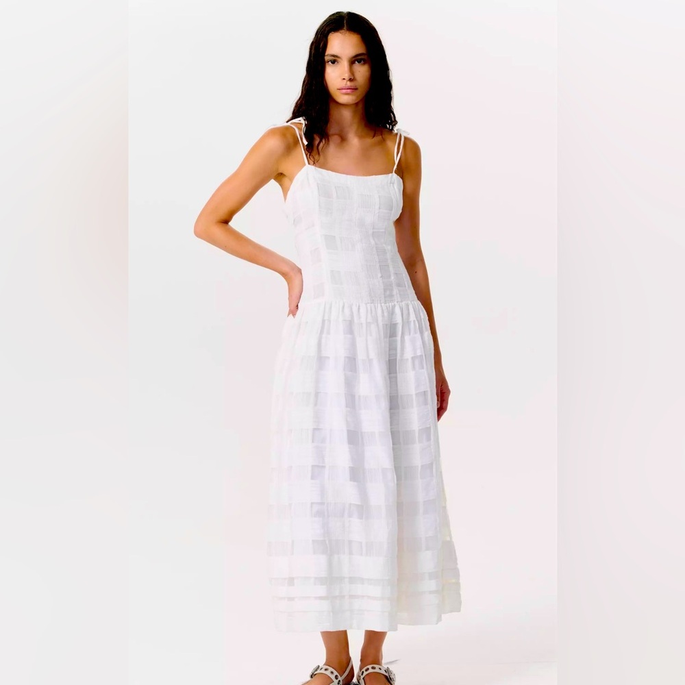 NWT Rag and Bone Presley Plaid Cotton-Blend Midi Dress White Size 6